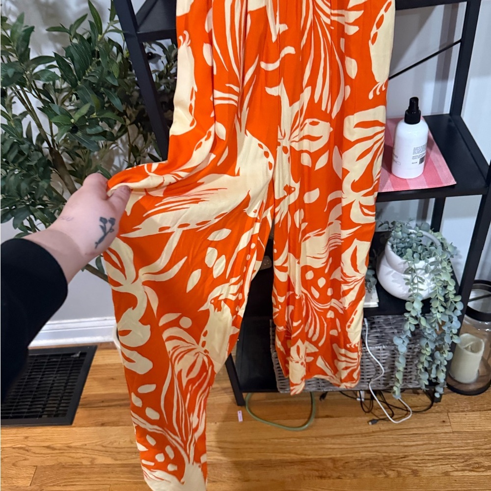 Patrons of Peace Vibrant Orange and Cream Sundress size small - Picture 3 of 8